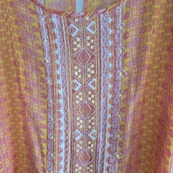 Sundance Sheer Blouse Sz L Women Sunset Go Beyond Embroidered Asymmetrical Boho - Picture 7 of 11